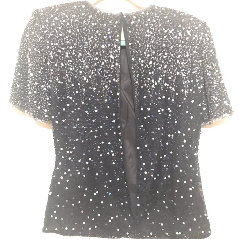 Black and silver sequin Stenay Vintage top Size S - Picture 3 of 8
